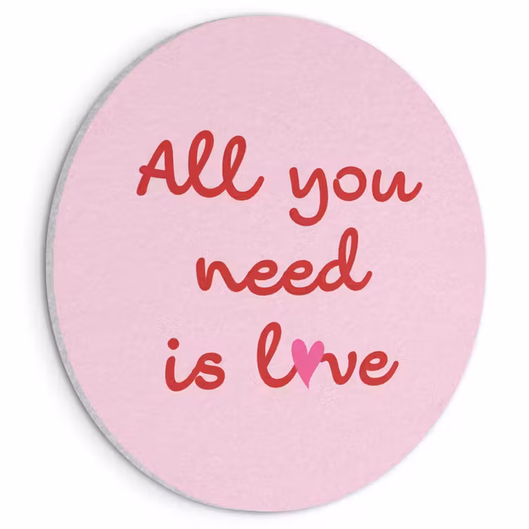 Akoestisch schilderij rond - Tekst - Roze - Love - Hart — 1