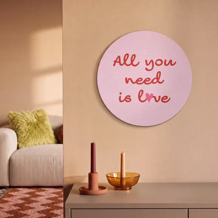 Akoestisch schilderij rond - Tekst - Roze - Love - Hart — 3
