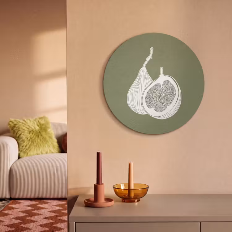Akoestisch schilderij rond - Vijgen - Minimalistisch - Getekend - Mosgroen — 3