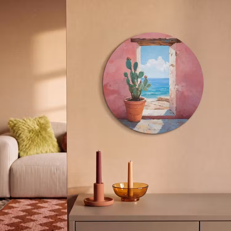 Akoestisch schilderij rond - Zee - Roze - Cactus — 3