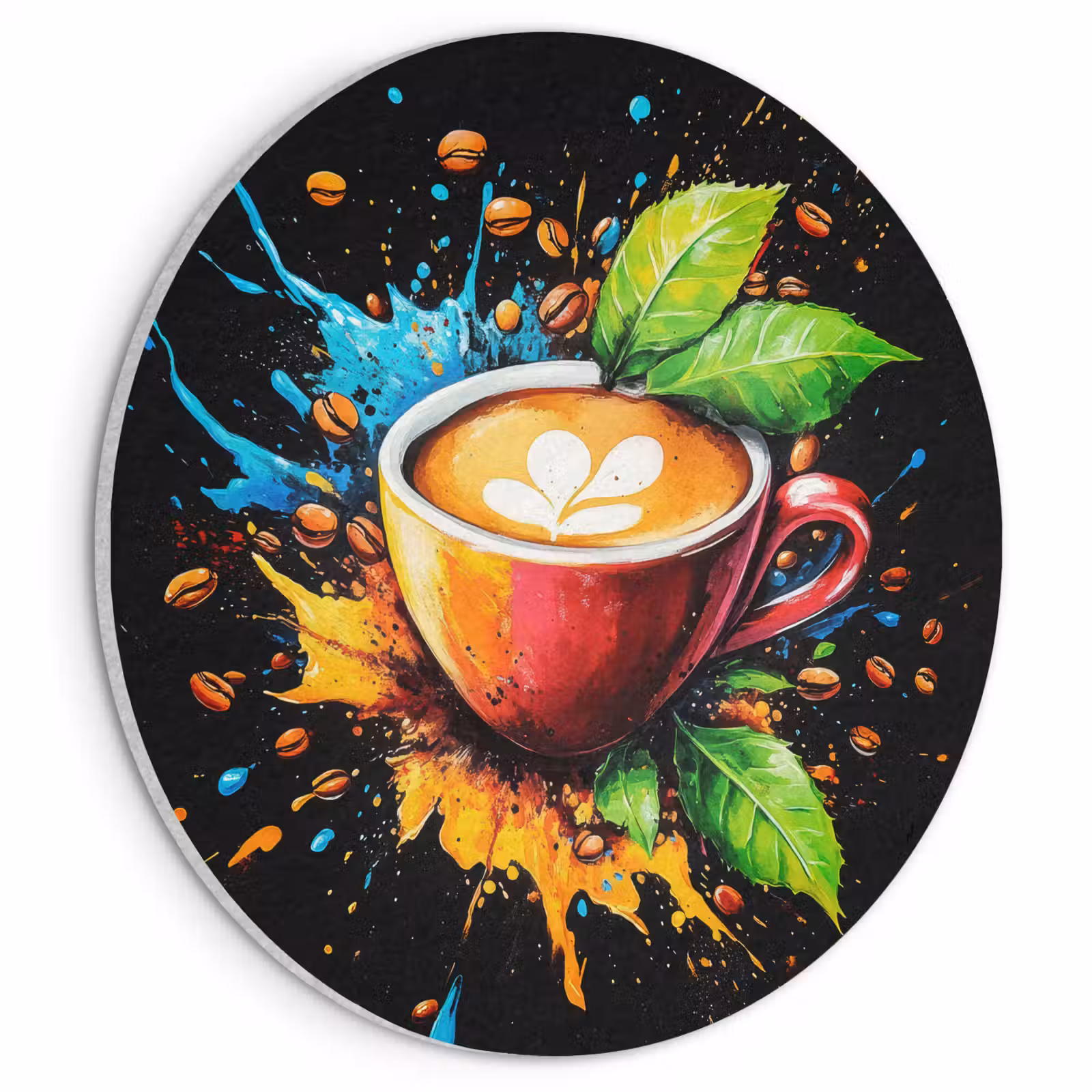 Akoestisch schilderij rond - Koffie - Graffiti - Drinken - Abstract — 1