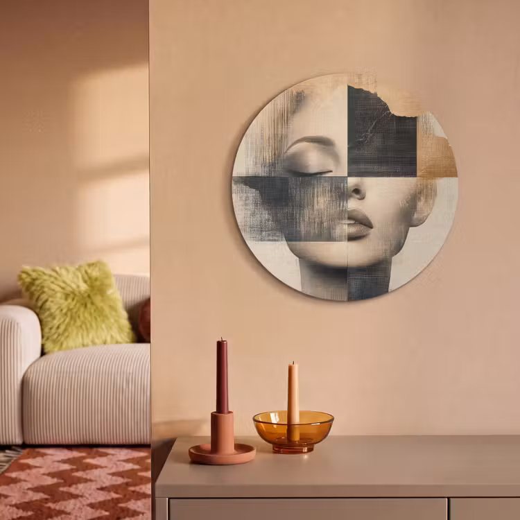 Akoestisch schilderij rond - Goud - Vrouw - Rechthoeken — 3
