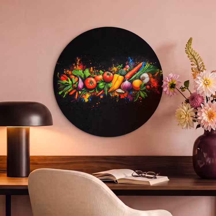 Akoestisch schilderij rond - Groente - Eten - Kruiden - Graffiti - Koken — 2