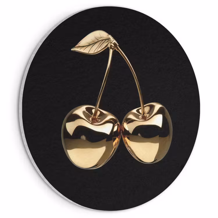Akoestisch schilderij rond - Kersen - Zwart - Goud - Chrome — 1