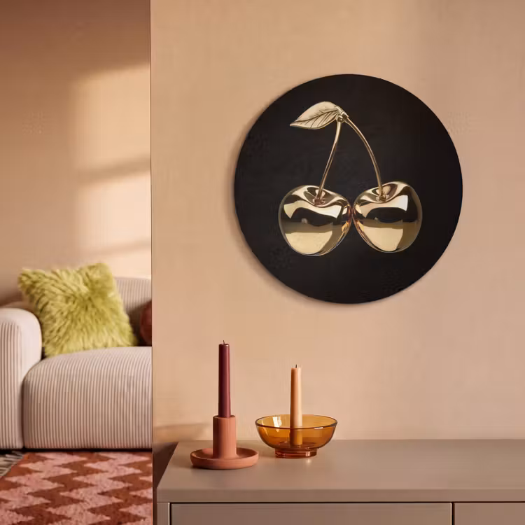 Akoestisch schilderij rond - Kersen - Zwart - Goud - Chrome — 3