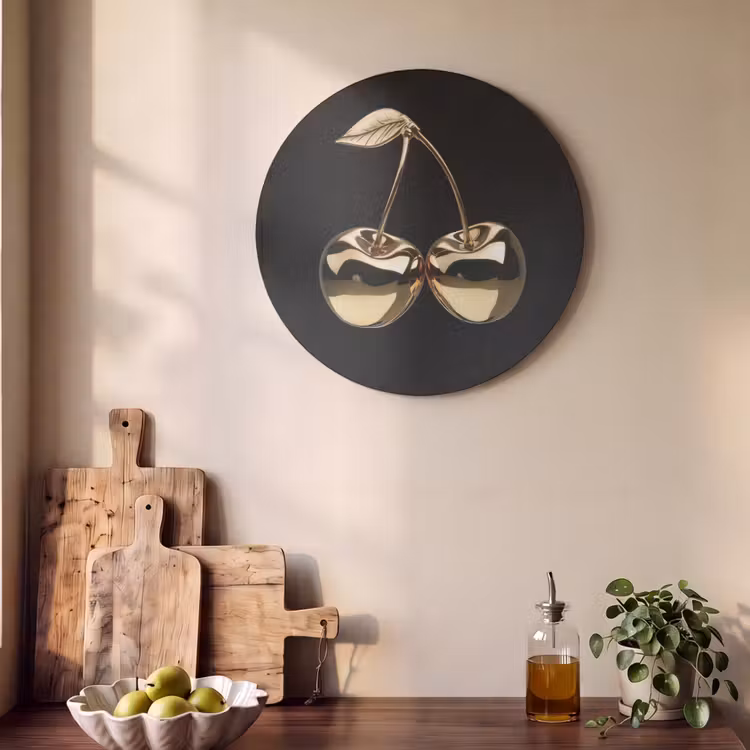 Akoestisch schilderij rond - Kersen - Zwart - Goud - Chrome — 4