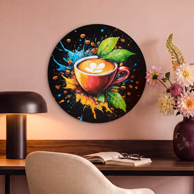 Akoestisch schilderij rond - Koffie - Graffiti - Drinken - Abstract — 2