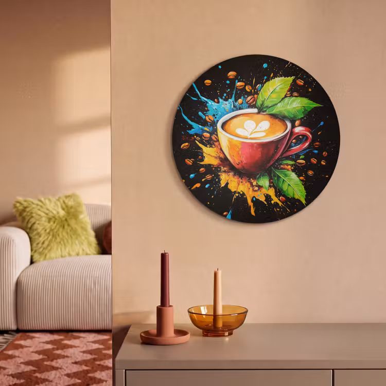 Akoestisch schilderij rond - Koffie - Graffiti - Drinken - Abstract — 3