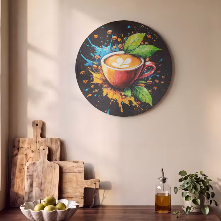 Akoestisch schilderij rond - Koffie - Graffiti - Drinken - Abstract — 4