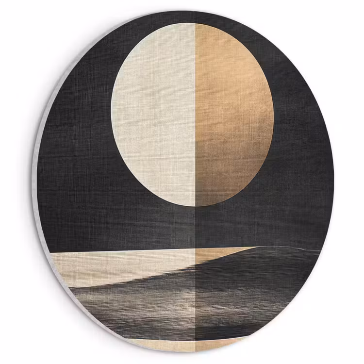 Akoestisch schilderij rond - Maan - Cirkel - Goud — 1