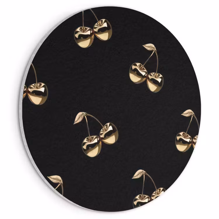Akoestisch schilderij rond - Patroon - Kersen - Goud - Chrome — 1