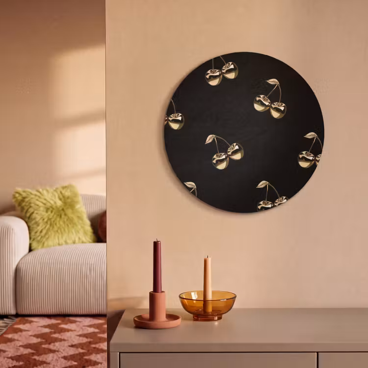 Akoestisch schilderij rond - Patroon - Kersen - Goud - Chrome — 3