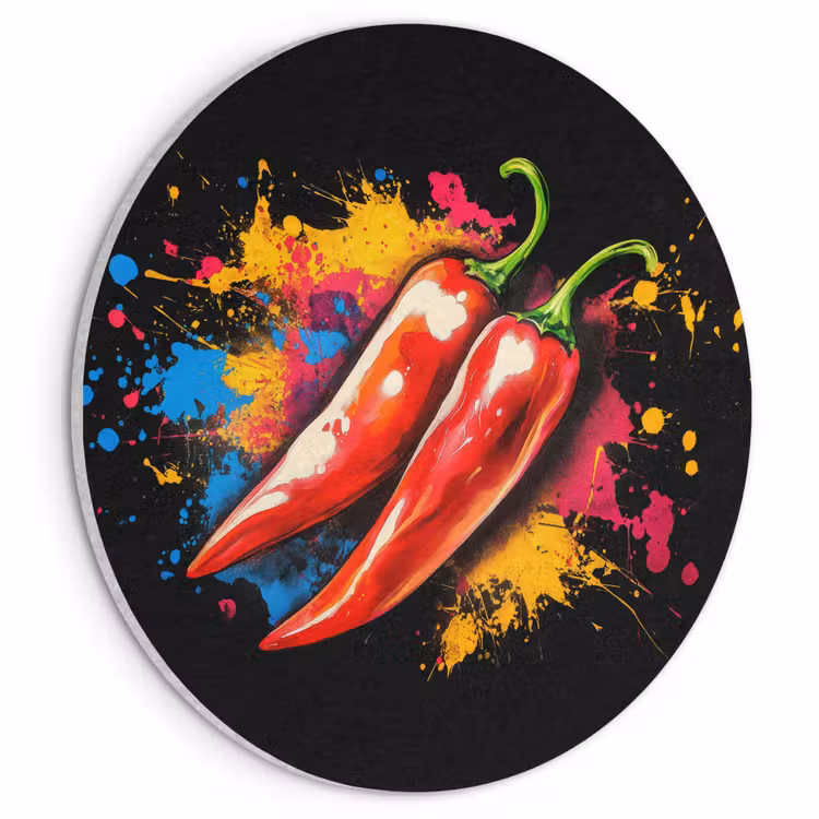 Akoestisch schilderij rond - Peper - Graffiti - Verf - Abstract - Modern - Kleurrijk — 1