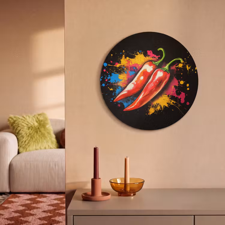 Akoestisch schilderij rond - Peper - Graffiti - Verf - Abstract - Modern - Kleurrijk — 3