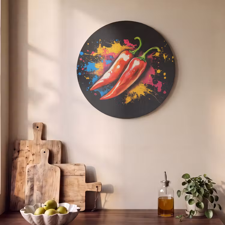 Akoestisch schilderij rond - Peper - Graffiti - Verf - Abstract - Modern - Kleurrijk — 4