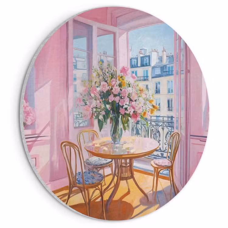 Akoestisch schilderij rond - Pink - City - Bloemen — 1