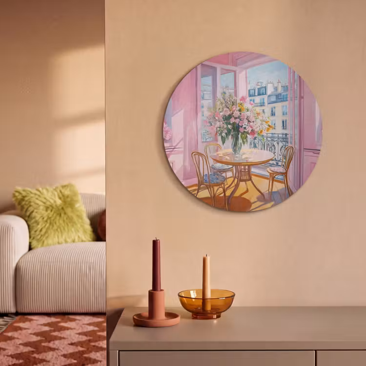 Akoestisch schilderij rond - Pink - City - Bloemen — 3