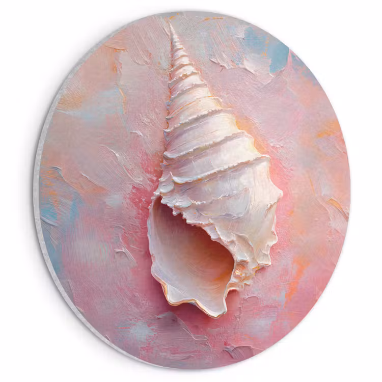 Akoestisch schilderij rond - Schelp - Pastel - Pink — 1
