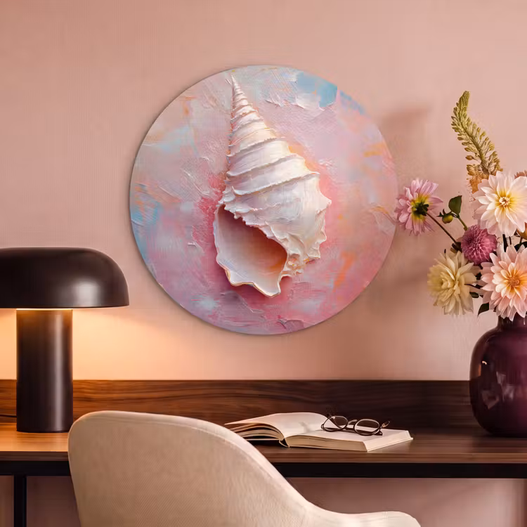 Akoestisch schilderij rond - Schelp - Pastel - Pink — 2