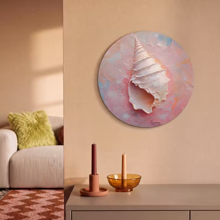 Akoestisch schilderij rond - Schelp - Pastel - Pink — 3