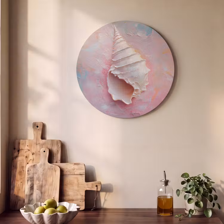 Akoestisch schilderij rond - Schelp - Pastel - Pink — 4