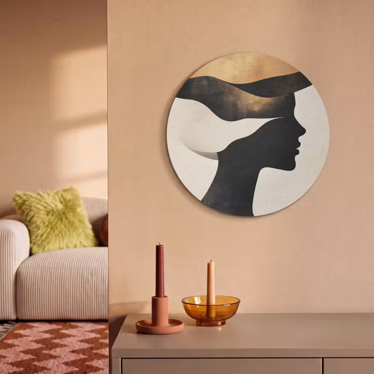 Akoestisch schilderij rond - Vrouw - Golven - Zwart — 3