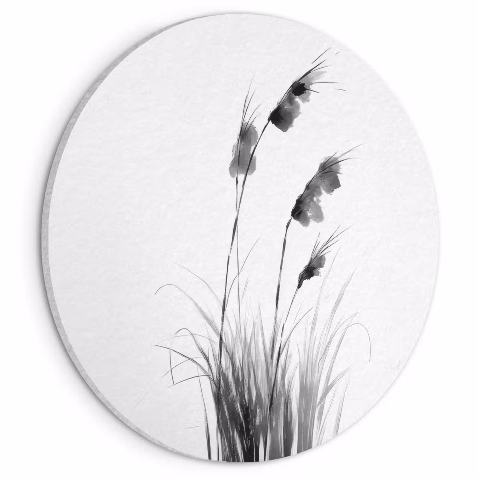 Akoestisch schilderij rond - Minimalistisch - Stelen - Wit — 1