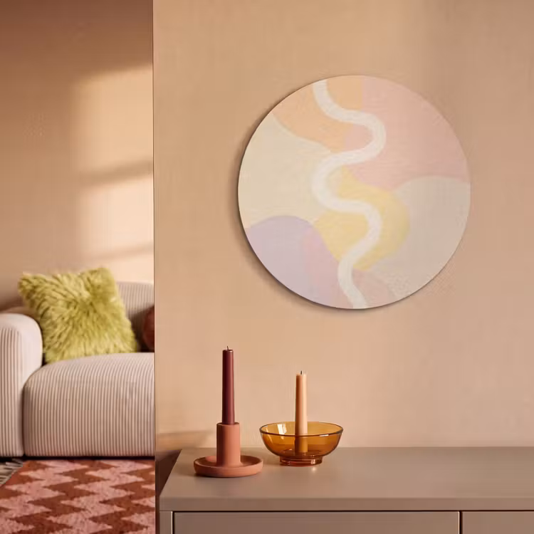 Akoestisch schilderij rond - Golvende vormen - Abstract - pastel — 3
