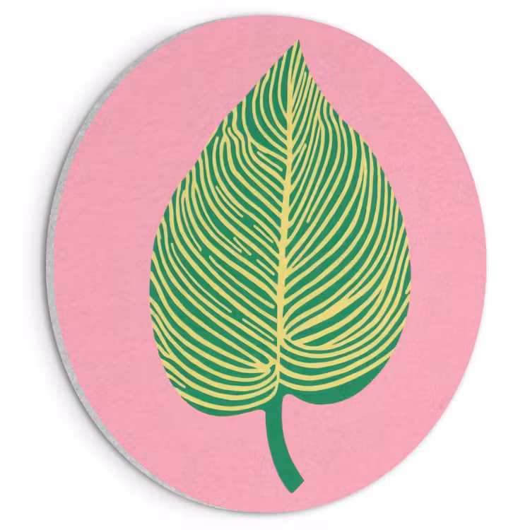 Akoestisch schilderij rond - Illustratie - Blad - Minimalistisch - Groen — 1