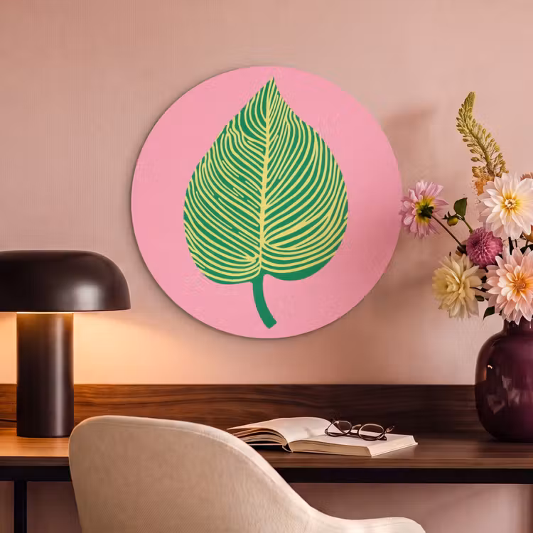 Akoestisch schilderij rond - Illustratie - Blad - Minimalistisch - Groen — 2