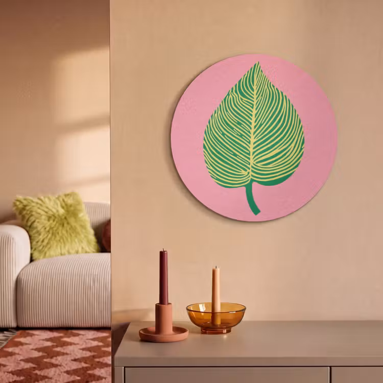 Akoestisch schilderij rond - Illustratie - Blad - Minimalistisch - Groen — 3