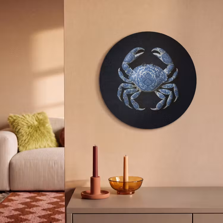 Akoestisch schilderij rond - Krab - Delfts blauw - Dieren — 3
