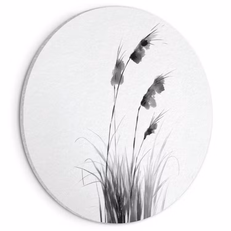 Akoestisch schilderij rond - Minimalistisch - Stelen - Wit — 1