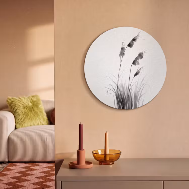 Akoestisch schilderij rond - Minimalistisch - Stelen - Wit — 3