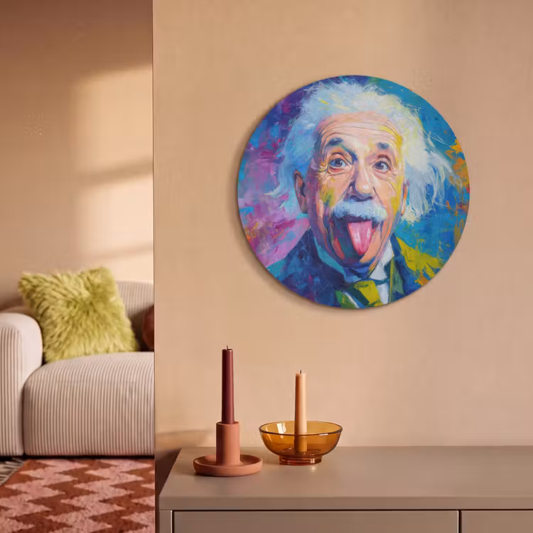 Akoestisch schilderij rond - Oude man - Expressief - Kleurrijk — 3