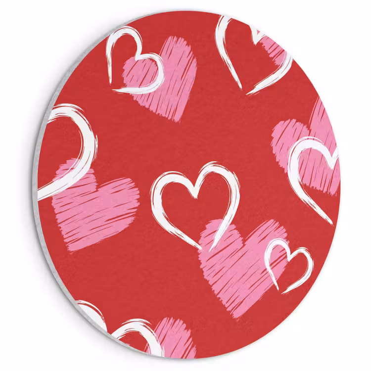 Akoestisch schilderij rond - Patroon - Hartjes - Roze - Valentijn — 1