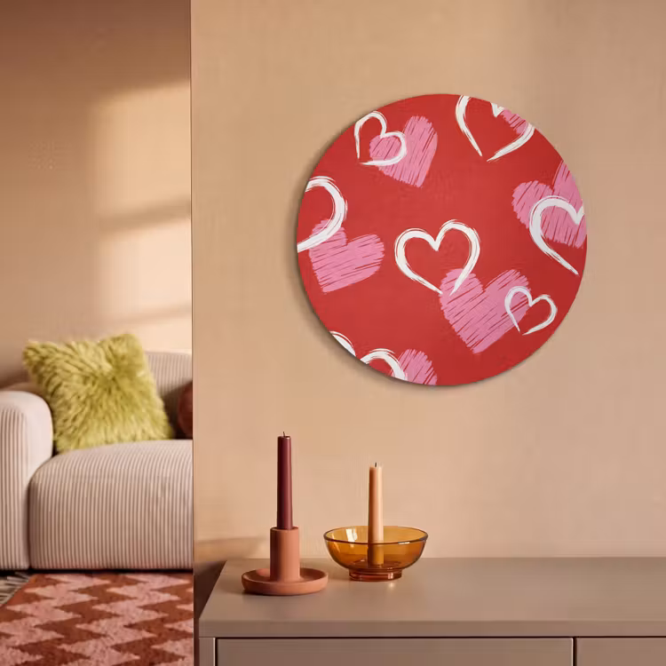 Akoestisch schilderij rond - Patroon - Hartjes - Roze - Valentijn — 3