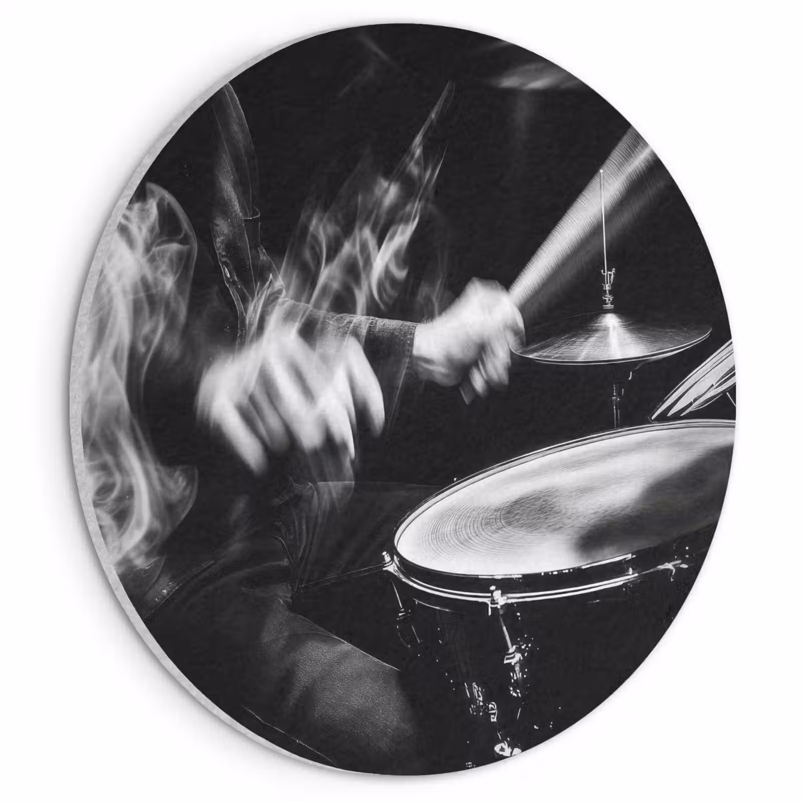 Akoestisch schilderij rond - Drummer - Zwart - Drumstel — 1