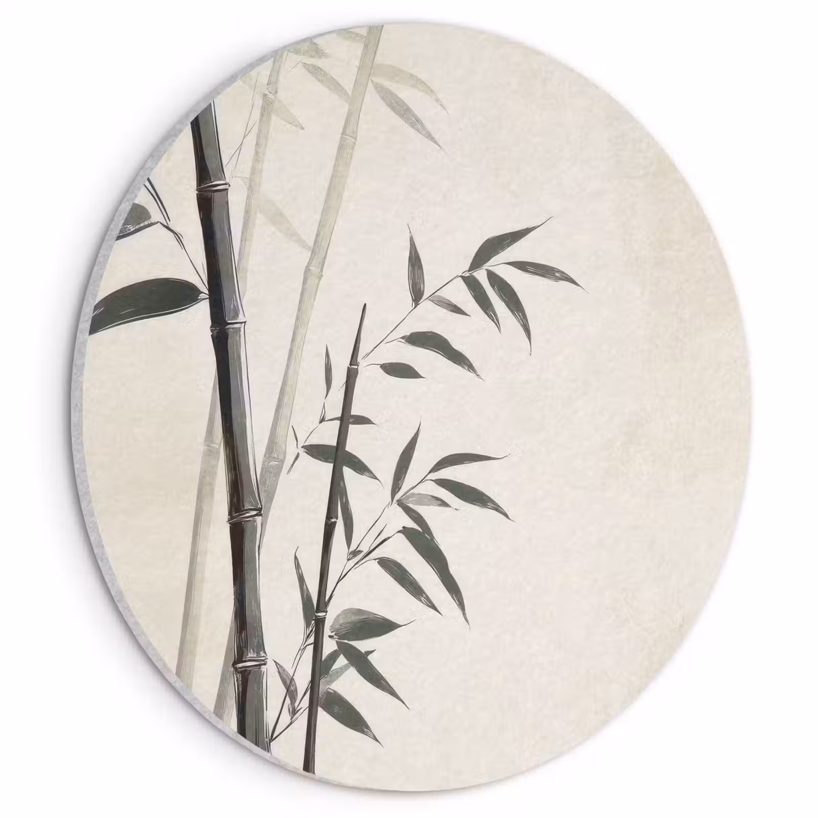 Akoestisch schilderij rond - Japandi - Bamboe - Beige — 1