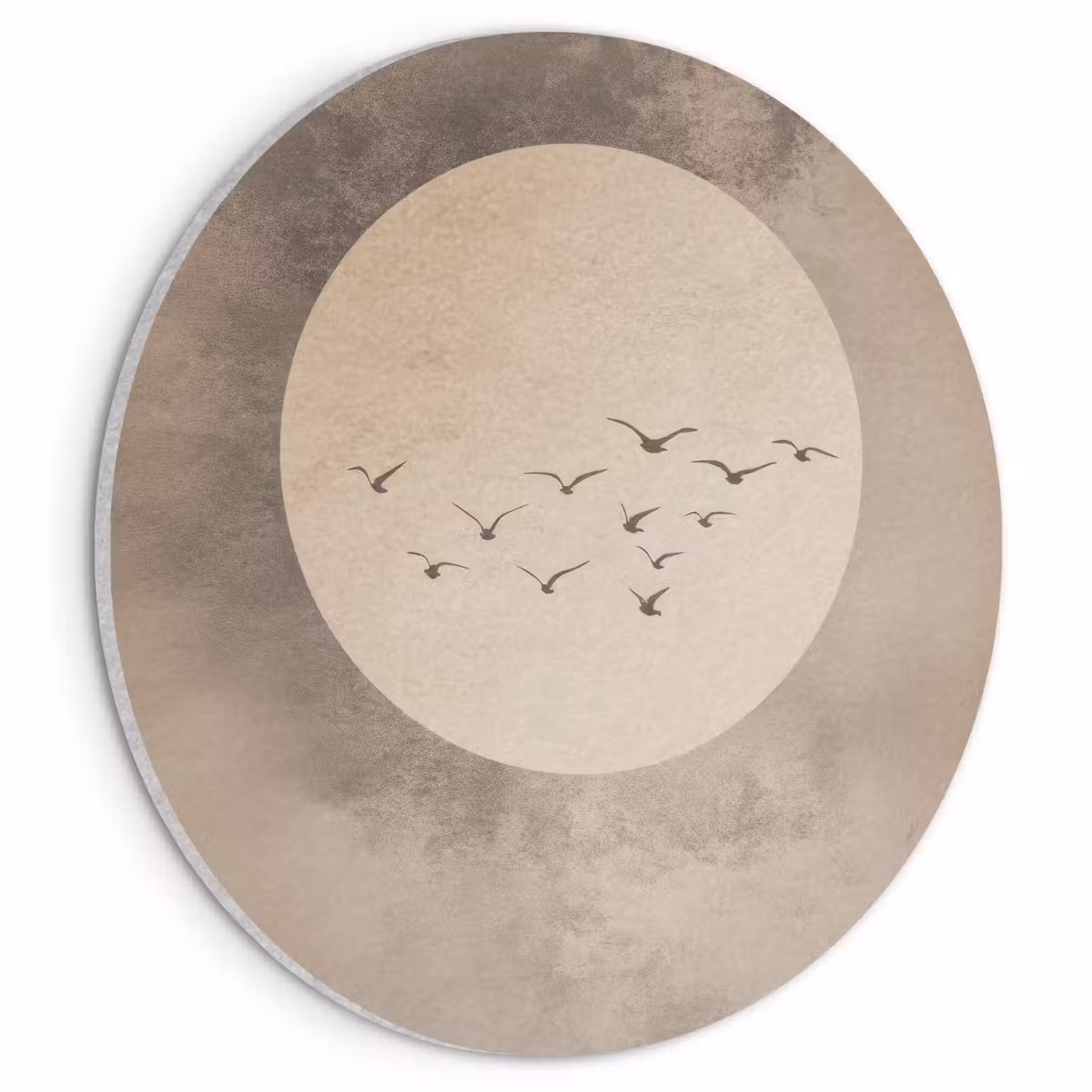 Akoestisch schilderij rond - Vogel - Beige - Japandi — 1