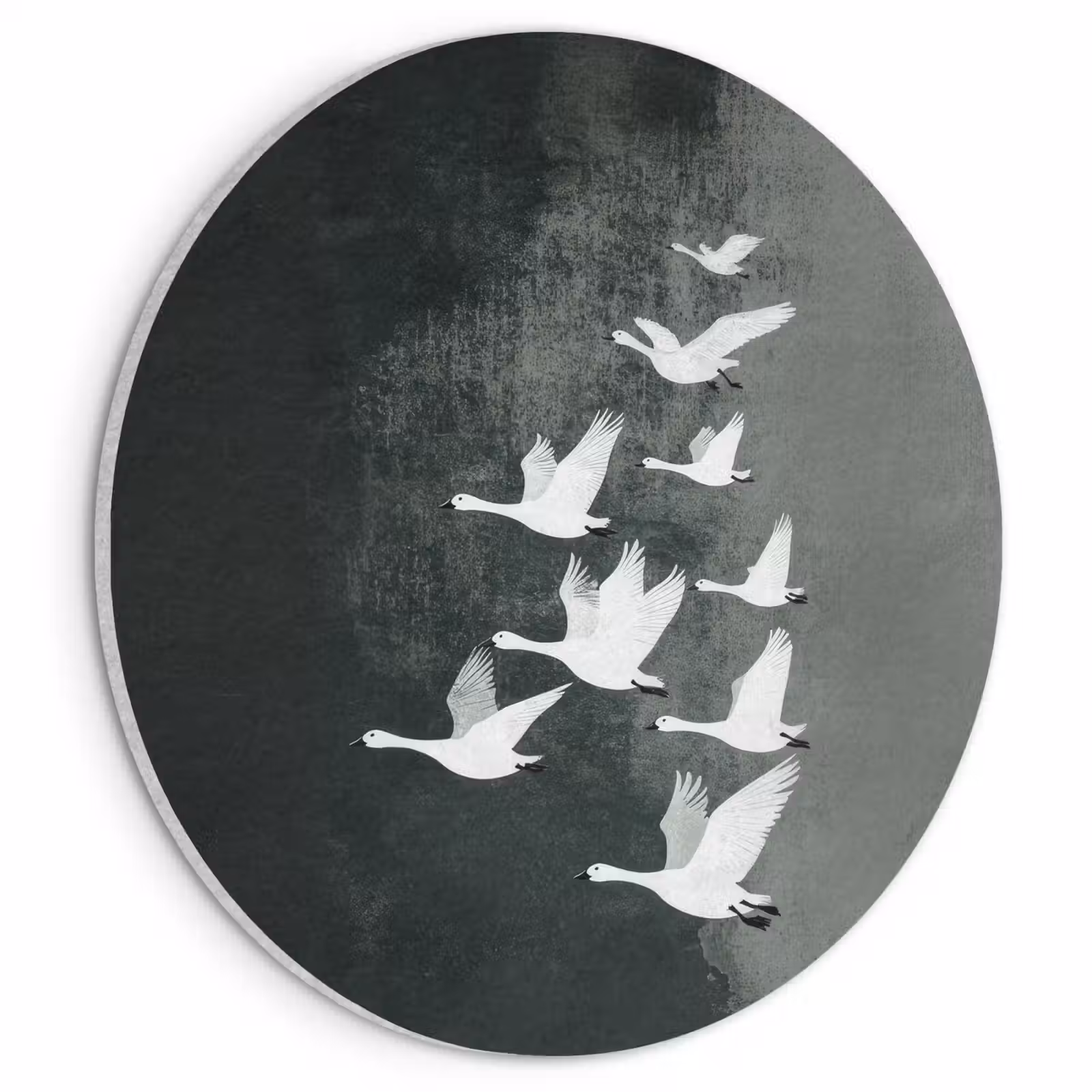 Akoestisch schilderij rond - Vogel - Japandi - Groen — 1