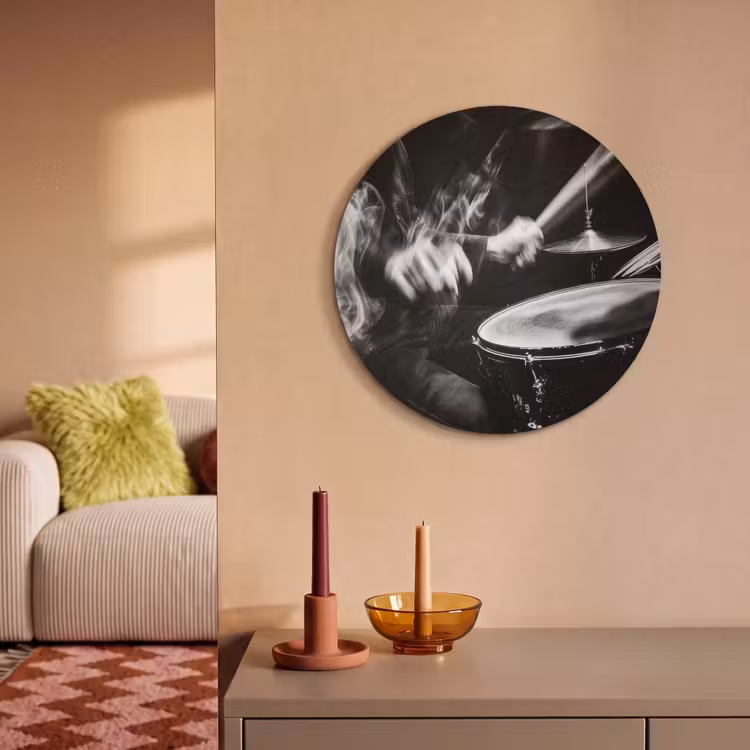 Akoestisch schilderij rond - Drummer - Zwart - Drumstel — 3