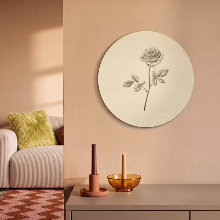 Akoestisch schilderij rond - Illustratie - Zwart - Roos — 3