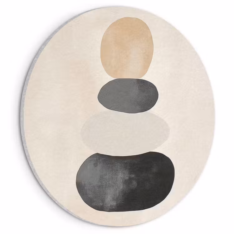 Akoestisch schilderij rond - Japandi - Wabi sabi - Beige — 1