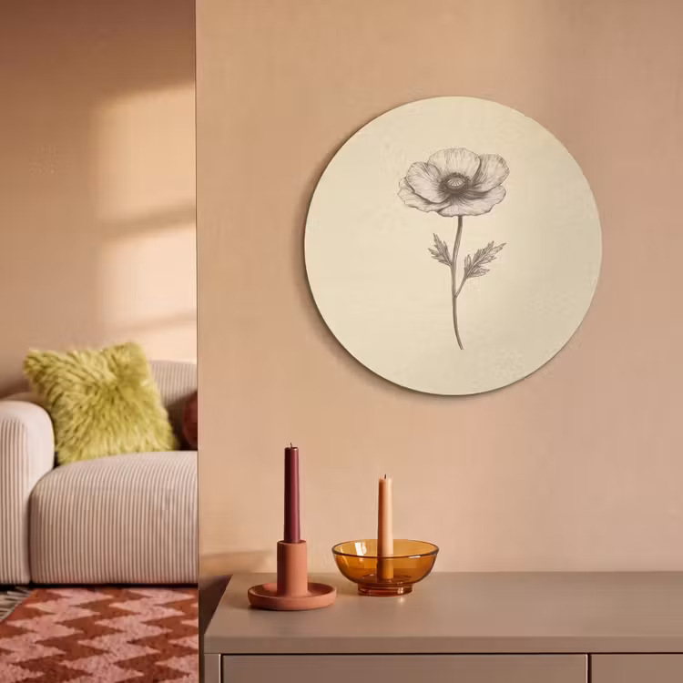 Akoestisch schilderij rond - Klaproos - Illustratie - Zwart — 3