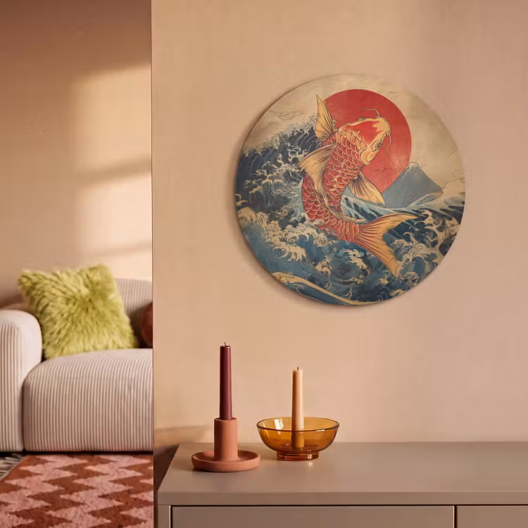 Akoestisch schilderij rond - Koi - Zee - Golven - Zon — 3