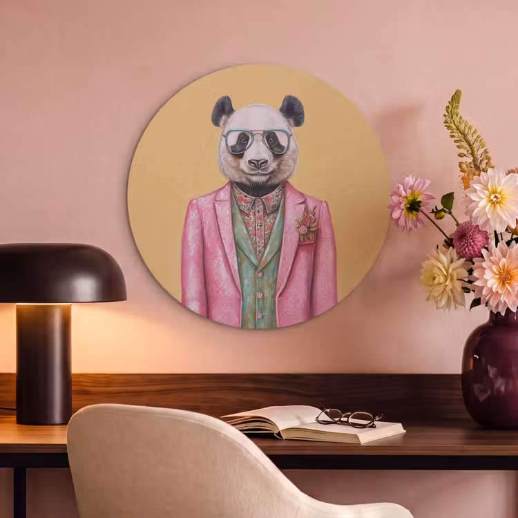 Akoestisch schilderij rond - Panda - Pak - Zonnebril - Blauw — 2