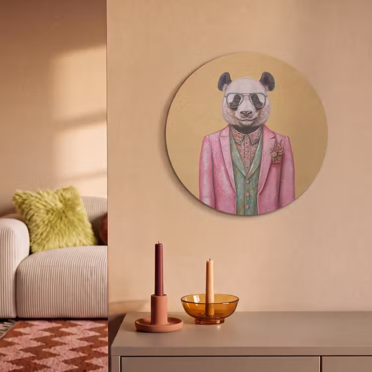 Akoestisch schilderij rond - Panda - Pak - Zonnebril - Blauw — 3