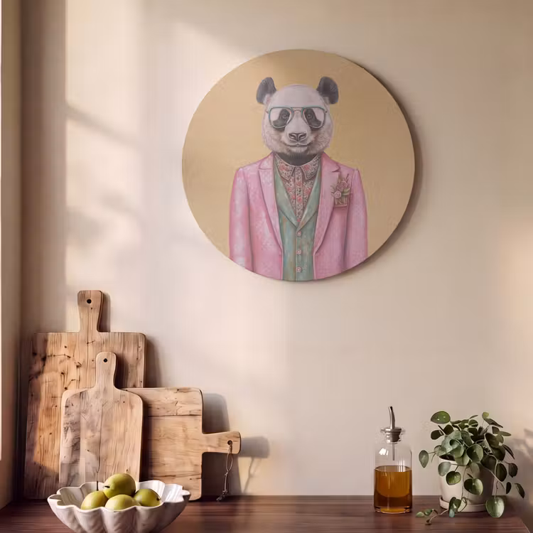 Akoestisch schilderij rond - Panda - Pak - Zonnebril - Blauw — 4