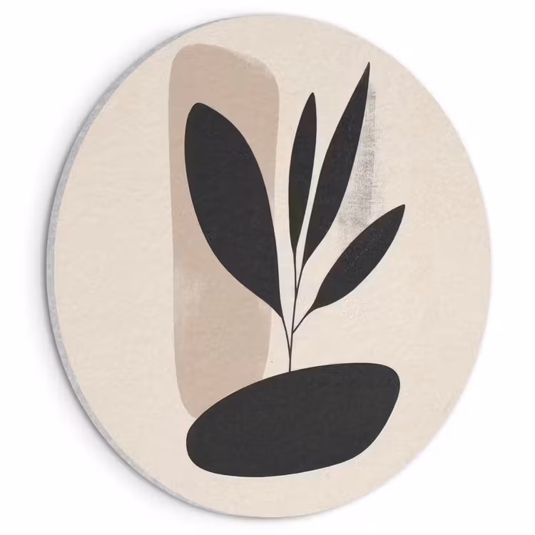 Akoestisch schilderij rond - Plant - Beige - Japandi — 1